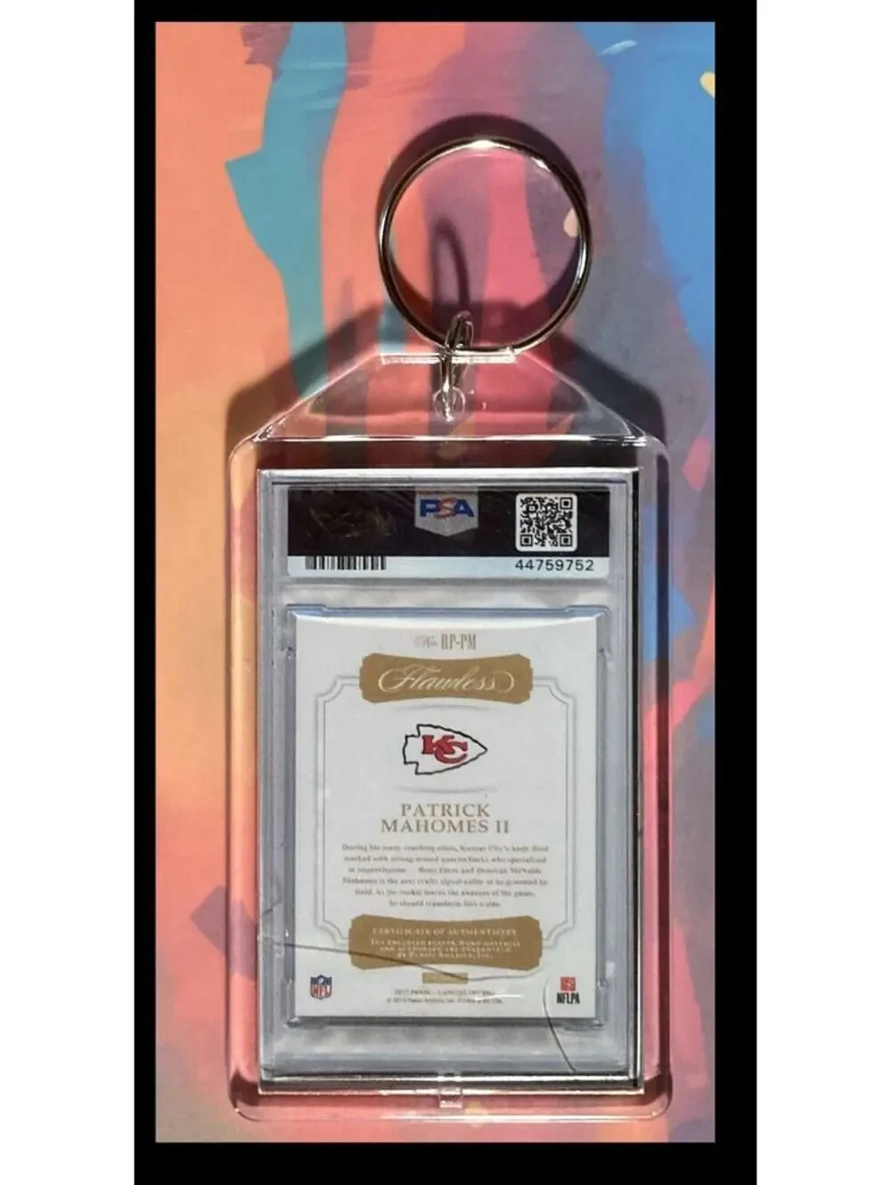 2983 Patrick Mahomes 2017 Panini Flawless Patch Auto Rookie Keychain